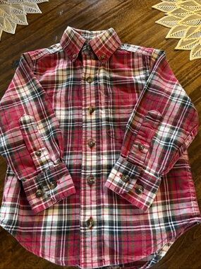 Class Club Kids Red Plaid Button-Up Shirt (2/2T)